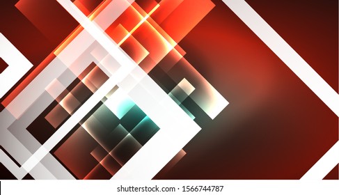 Neon geometric abstract background in hipster style on light background. Space retro design. Color geometric pattern. Square shape abstract background. Modern geometric texture.