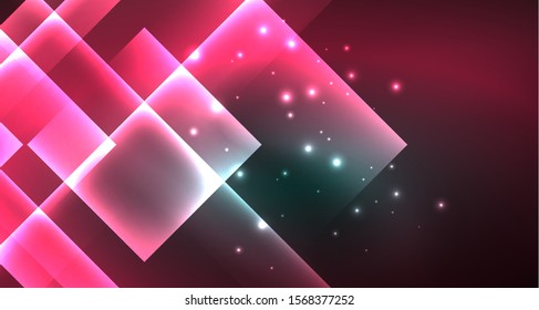 Fondo abstracto geométrico neón en estilo hipster sobre fondo claro. Diseño retro espacial. Patrón geométrico de color. Fondo abstracto de forma cuadrada. Textura geométrica moderna.