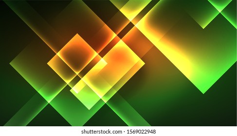 Neon geometric abstract background in hipster style on light background. Space retro design. Color geometric pattern. Square shape abstract background. Modern geometric texture.