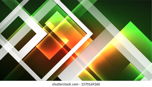 Neon geometric abstract background in hipster style on light background. Space retro design. Color geometric pattern. Square shape abstract background. Modern geometric texture.