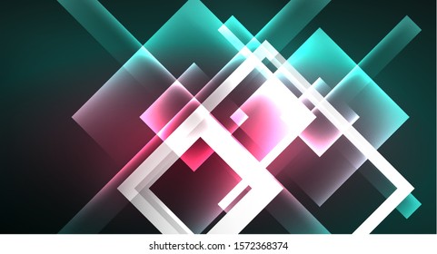 Fondo abstracto geométrico neón en estilo hipster sobre fondo claro. Diseño retro espacial. Patrón geométrico de color. Fondo abstracto de forma cuadrada. Textura geométrica moderna.