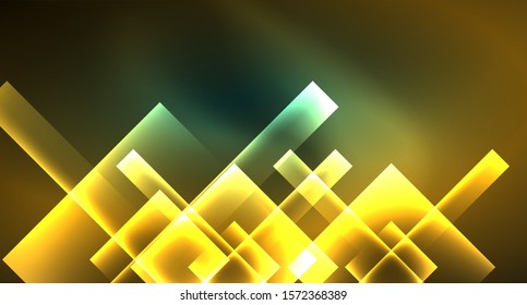 Neon geometric abstract background in hipster style on light background. Space retro design. Color geometric pattern. Square shape abstract background. Modern geometric texture.