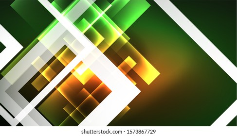 Neon geometric abstract background in hipster style on light background. Space retro design. Color geometric pattern. Square shape abstract background. Modern geometric texture.