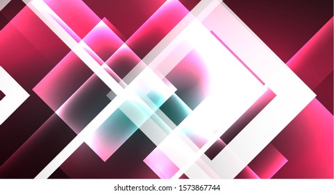 Neon geometric abstract background in hipster style on light background. Space retro design. Color geometric pattern. Square shape abstract background. Modern geometric texture.