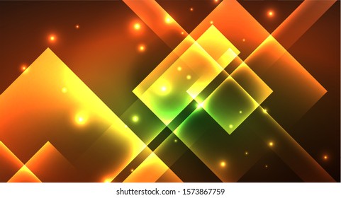 Neon geometric abstract background in hipster style on light background. Space retro design. Color geometric pattern. Square shape abstract background. Modern geometric texture.