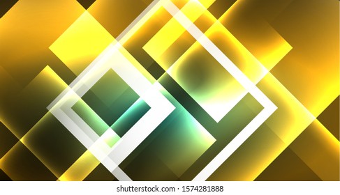 Neon geometric abstract background in hipster style on light background. Space retro design. Color geometric pattern. Square shape abstract background. Modern geometric texture.