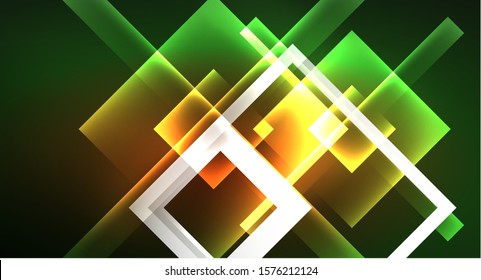 Neon geometric abstract background in hipster style on light background. Space retro design. Color geometric pattern. Square shape abstract background. Modern geometric texture.
