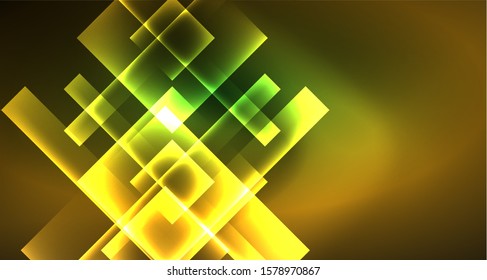 Neon geometric abstract background in hipster style on light background. Space retro design. Color geometric pattern. Square shape abstract background. Modern geometric texture.