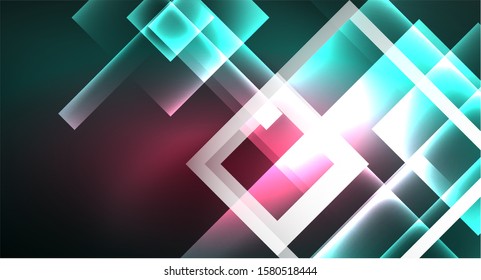 Neon geometric abstract background in hipster style on light background. Space retro design. Color geometric pattern. Square shape abstract background. Modern geometric texture.