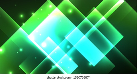 Neon geometric abstract background in hipster style on light background. Space retro design. Color geometric pattern. Square shape abstract background. Modern geometric texture.