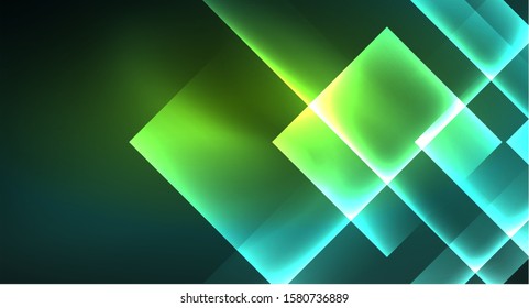 Neon geometric abstract background in hipster style on light background. Space retro design. Color geometric pattern. Square shape abstract background. Modern geometric texture.