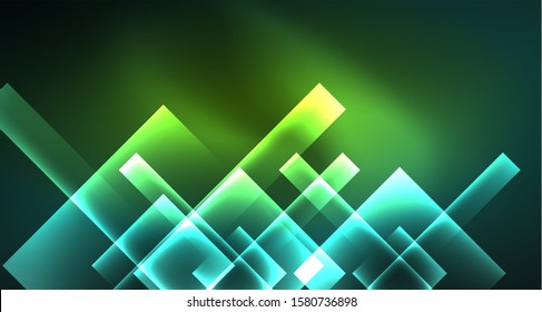 Neon geometric abstract background in hipster style on light background. Space retro design. Color geometric pattern. Square shape abstract background. Modern geometric texture.