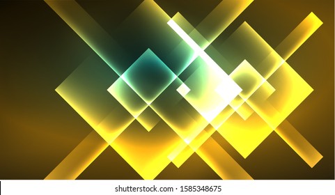 Neon geometric abstract background in hipster style on light background. Space retro design. Color geometric pattern. Square shape abstract background. Modern geometric texture.