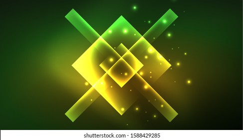 Neon geometric abstract background in hipster style on light background. Space retro design. Color geometric pattern. Square shape abstract background. Modern geometric texture.