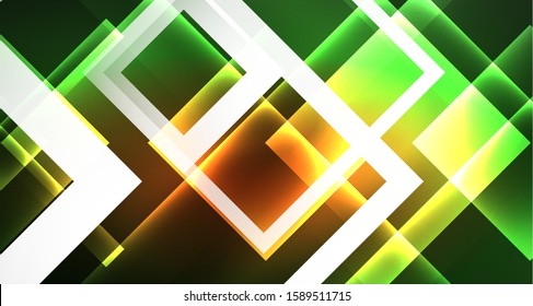 Neon geometric abstract background in hipster style on light background. Space retro design. Color geometric pattern. Square shape abstract background. Modern geometric texture.