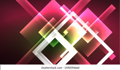 Fondo abstracto geométrico neón en estilo hipster sobre fondo claro. Diseño retro espacial. Patrón geométrico de color. Fondo abstracto de forma cuadrada. Textura geométrica moderna.