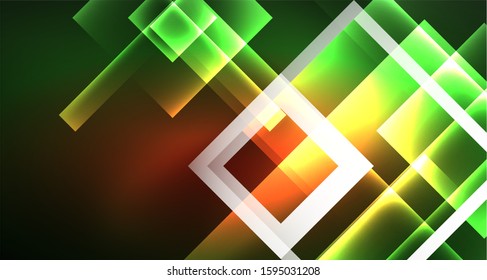 Neon geometric abstract background in hipster style on light background. Space retro design. Color geometric pattern. Square shape abstract background. Modern geometric texture.