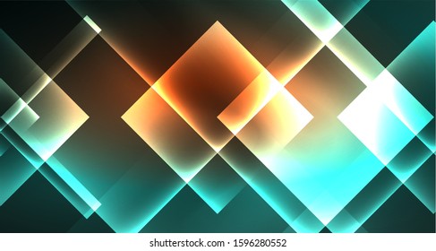 Neon geometric abstract background in hipster style on light background. Space retro design. Color geometric pattern. Square shape abstract background. Modern geometric texture.