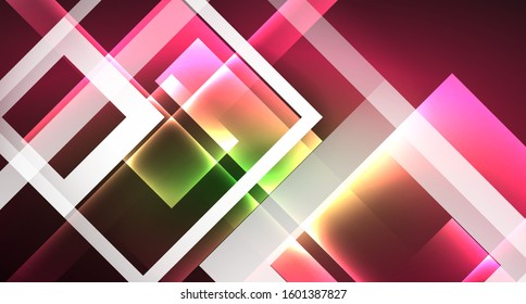 Fondo abstracto geométrico neón en estilo hipster sobre fondo claro. Diseño retro espacial. Patrón geométrico de color. Fondo abstracto de forma cuadrada. Textura geométrica moderna.
