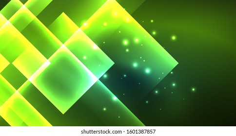 Neon geometric abstract background in hipster style on light background. Space retro design. Color geometric pattern. Square shape abstract background. Modern geometric texture.