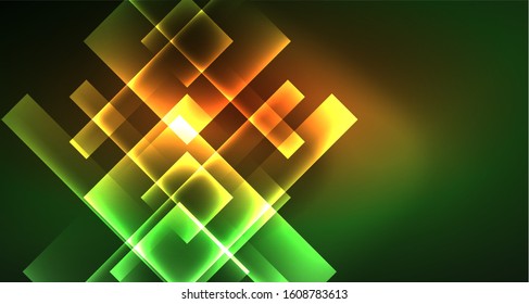 Neon geometric abstract background in hipster style on light background. Space retro design. Color geometric pattern. Square shape abstract background. Modern geometric texture.