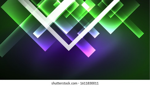 Neon geometric abstract background in hipster style on light background. Space retro design. Color geometric pattern. Square shape abstract background. Modern geometric texture.