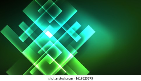 Neon geometric abstract background in hipster style on light background. Space retro design. Color geometric pattern. Square shape abstract background. Modern geometric texture.