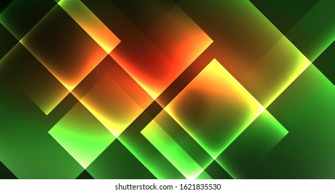 Neon geometric abstract background in hipster style on light background. Space retro design. Color geometric pattern. Square shape abstract background. Modern geometric texture.