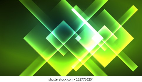 Neon geometric abstract background in hipster style on light background. Space retro design. Color geometric pattern. Square shape abstract background. Modern geometric texture.
