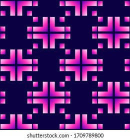 Neon geometric abstract mosaic seamless pattern. Vector wallpaper. Exotic openwork gradient background.	