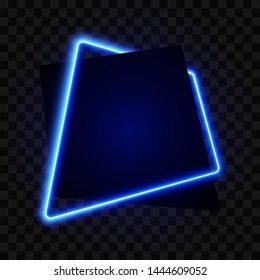 Neon geometric frame isolated on transparent background, vector illustration.