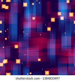 Neon Geometric Seamless Background. Blurred Lines Texture. Digital Movement Pattern. Colorful Matrix Backdrop.