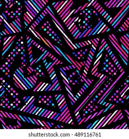 Neon Geometric Seamless Pattern