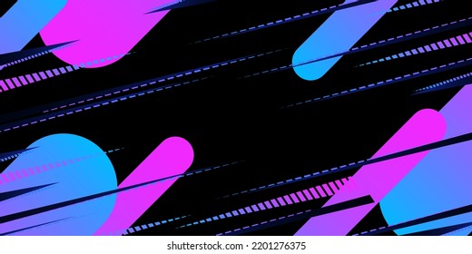 Neon geometric shapes on dark blue background. Modern dark abstract texture. Backdrops, flyers, websites, covers, banners, advertising, etc. Vector EPS 10