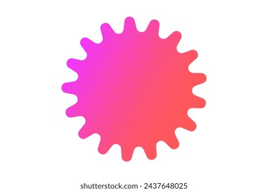 Neon geometric sticker with textured stipple effect isolated on white background. Gradient uneven rounded shapes of bright colors in Y2K style, 90s, design template, mockup. Pink and red vibrant