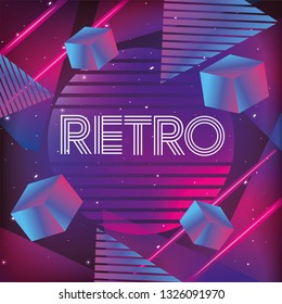 neon geometric texture and retro style