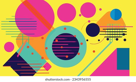 Neon Geometry: Exploring Vibrant Shapes with Risograph Texture