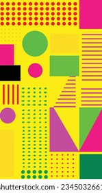 Neon Geometry: Exploring Vibrant Shapes with Risograph Texture