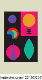 Neon Geometry: Exploring Vibrant Shapes with Risograph Texture