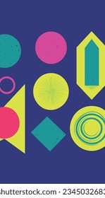 Neon Geometry: Exploring Vibrant Shapes with Risograph Texture
