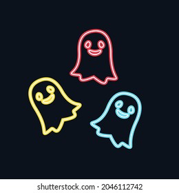 Neon Ghost Icon. Cute Ghost Icon.