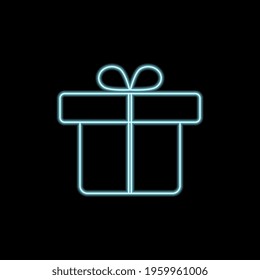 Neon Gift Box Present Flat Style