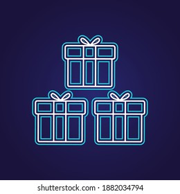 Cajas de regalo neón para el año nuevo y la Navidad