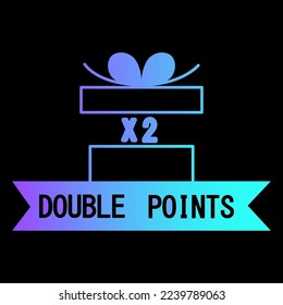 neon gift double points icon. Marketing concept. Business success. Vector illustration. Stock image.