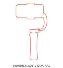 Neon gimbal mobile stabilizer for smartphone camera cell phone steady cam red color vector illustration image flat style