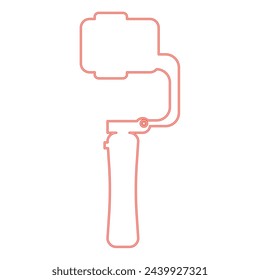 Neon gimbal mobile stabilizer for smartphone camera cell phone steady cam red color vector illustration image flat style