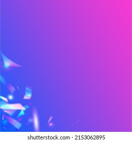 Neon Glare. Textura de desenfoque violeta. Efecto Cumpleaños. Holograma Confetti. Foil de vacaciones. Elemento retro. Luminosa Decoración Prismática Láser. Blue Neon Glare