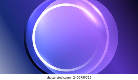 Espacio de copia circular de vidrio neón para el fondo geométrico del texto o la presentación del producto. Ilustración vectorial para fondo de escritorio, pancarta, fondo, tarjeta, ilustración del libro, página de inicio