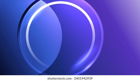 Neon glass circle copyspace for your text or product presentation geometric background. Vector illustration For Wallpaper, Banner, Background, Card, Book Illustration, landing page