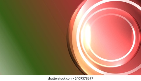 Espacio de copia circular de vidrio neón para el fondo geométrico del texto o la presentación del producto. Ilustración vectorial para fondo de escritorio, pancarta, fondo, tarjeta, ilustración del libro, página de inicio